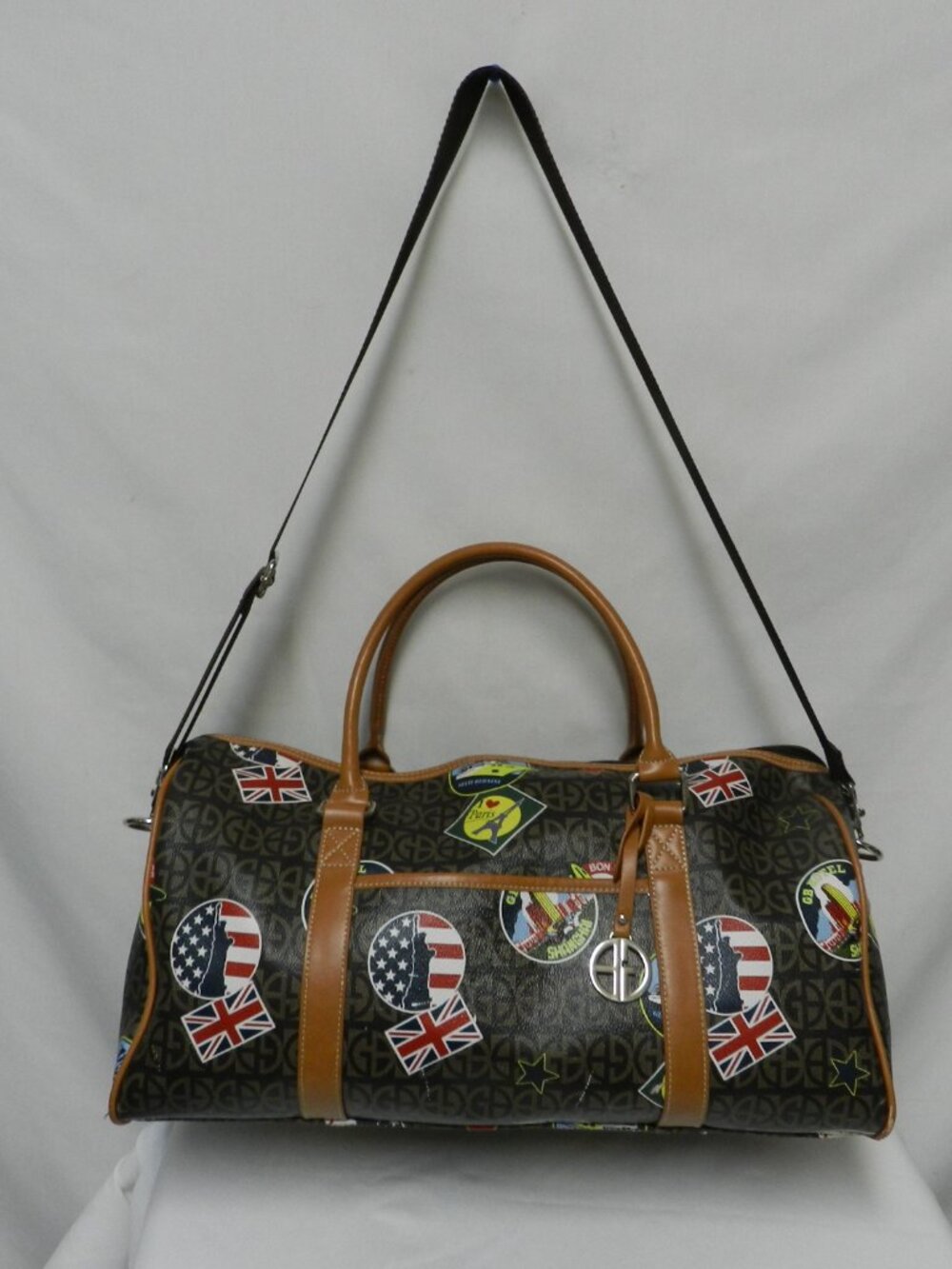 Giani Bernini Postcard duffle travel large bag Coated canvas Ahoy Paris Flags - Picture 6 of 16